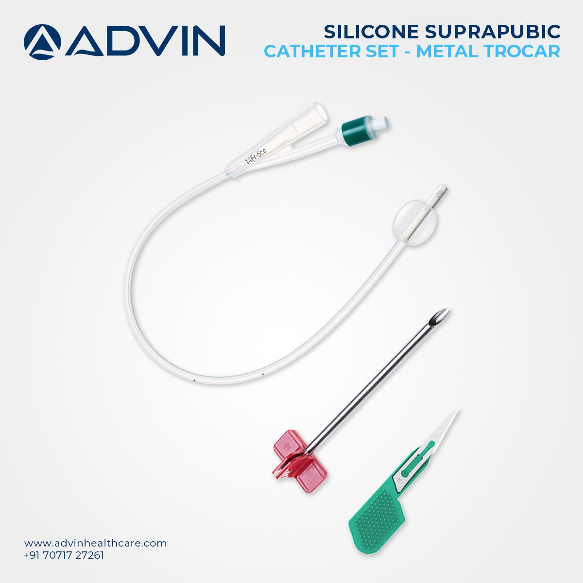 Suprapubic Catheter Set – Silicone with Metal Trocar