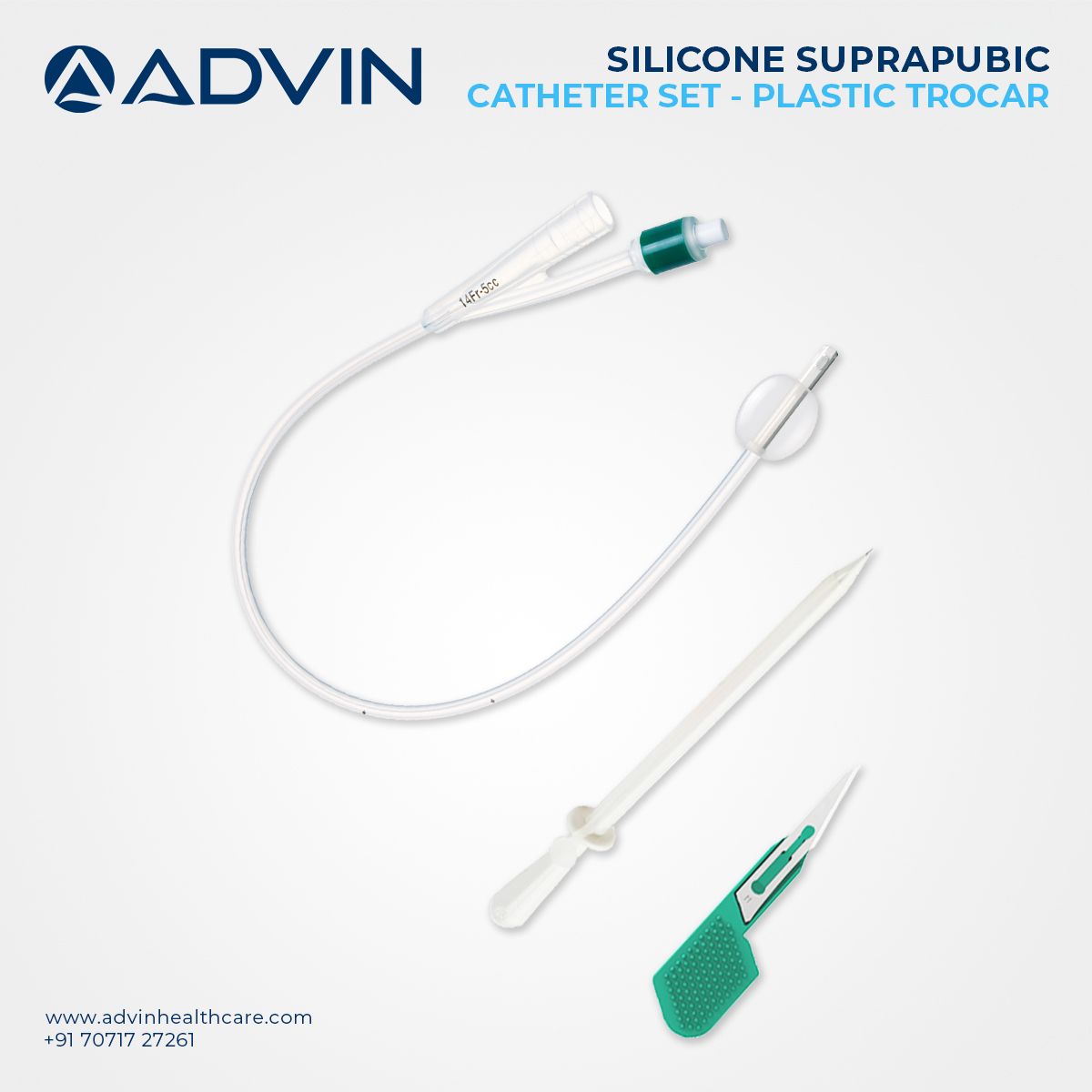 Suprapubic Catheter Set – Silicone with Plastic Trocar